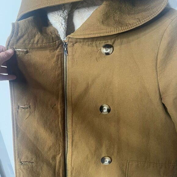 Zara Trafaluc Outerwear Brown Green Cozy Lined Jacket Sz M Poly/Nylon Shell - Picture 10 of 14